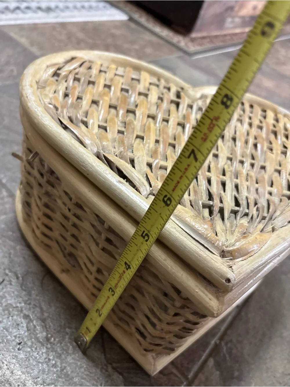 Woven Heart Shaped Decorative Basket - Natural Beige